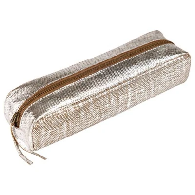 Abbildung von Clairefontaine 410041C Schlampermäppchen KLEO PATHRA rechteckig, aus Lammleder, 21 x 6 4cm, 1 Stück, Silber