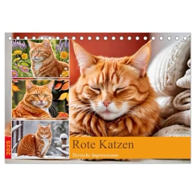 Abbildung von Rote Katzen (Tischkalender 2025 DIN A5 quer), CALVENDO Monatskalender