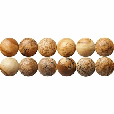 Abbildung von SKYBEADS Natürliche Landschaftsjaspis Edelstein Perlen Runde 6mm Naturstein zum Auffädeln 38cm Strang Approx 60 Stück