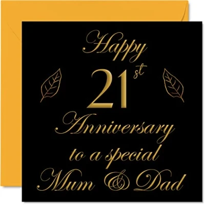 Abbildung von Stuff4 Glückwunschkarte zum 21. Jahrestag für Papa, Eltern besondere Mama &amp; Papa Happy 21 Hochzeitstag von Sohn Tochter Familie, 145 mm x Grußkarten Jubiläen