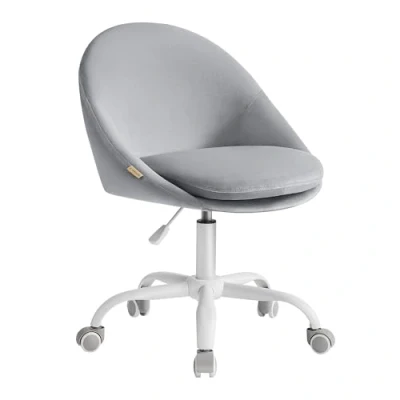 Abbildung von SONGMICS Homeoffice Stuhl, Schminkstuhl aus Samt, Schreibtischstuhl, Schaumstoffpolsterung, höhenverstellbar, für Arbeitszimmer, Schlafzimmer, Taubengrau OBG020G04