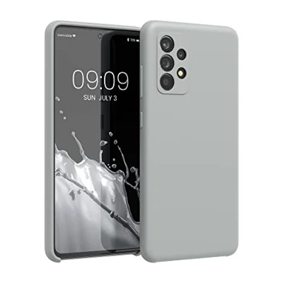Abbildung von kwmobile Hülle kompatibel mit Samsung Galaxy A52 / 5G A52s Silikon Handy Case Handyhülle weiche Oberfläche kabelloses Laden Hellgrau matt