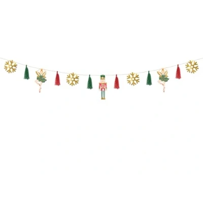 Abbildung von Nussknacker Girlande 16,5x200cm Partygirlande zum Aufhängen Festliche Weihnachtsgirlande für Weihnachten Geburtstag Hochzeit Hängedeko Weihnachtsdeko &amp; Partyzubehör Rot Grün Gold