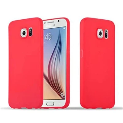 Abbildung von Cadorabo Hülle kompatibel mit Samsung Galaxy S6 Schutzhülle TPU Silikon Case Candy Design Slim Kratzfest Weiche Gummi Rundumschutz für in Rot
