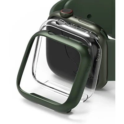 Abbildung von Ringke Slim Case [2 Stück] Kompatibel mit Apple Watch Series 9/8/7 (41mm) Hülle Schlanke und Leichte PC Schützhülle Clear &amp; Deep Green