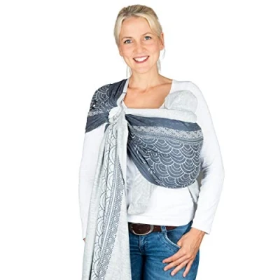 Abbildung von Hoppediz Ring Sling, Baby Tragetuch ab Geburt, 100 % kbA Baumwolle, Design Sapporo