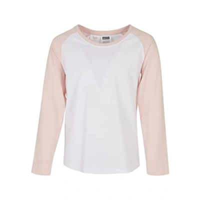 Abbildung von Urban Classics Contrast Raglan Langarmshirt für Kinder, Größe: 122/128, White pink