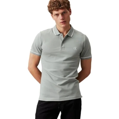 Abbildung von Calvin Klein Jeans Tipping SLIM Poloshirt, Herren, Größe: XS, Slate gray