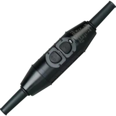 Abbildung von Kopp 196300018 PRCD S, IP55, 230 VAC, 16 Amp, 3 polig schaltend, Prüfzeichen: VDE, GS der BG Köln, Schwarz