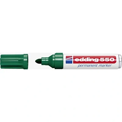 Abbildung von edding 550 Permanentmarker grün 10 Stifte Rundspitze 3 4 mm wasserfest, schnell trocknend wischfest für Karton, Kunststoff, Holz, Metall, Glas