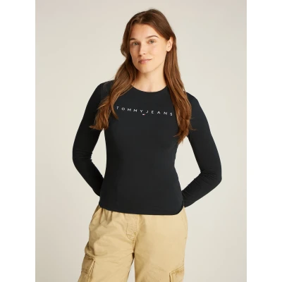 Abbildung von Tommy Jeans SLIM Linear TEE Langarmshirt, Damen, Größe: 38, Black
