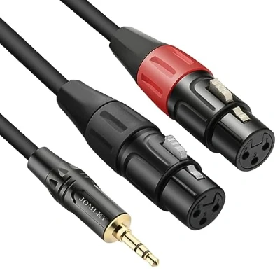 Abbildung von JOMLEY XLR klinke auf 3,5mm mikrofon Kabel, Duale Weiblich Y Splitter Unausgewogen Mini Jack TRS Stereo Aux Audio Mic Kabel 3m