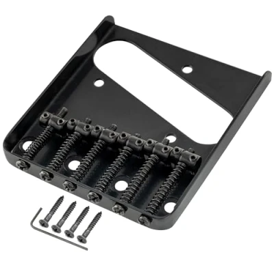 Abbildung von Musiclily Pro 54mm Telecaster Steg Bridge T Style Brücke Vintage 6 Barrel Saitenreiter für Tele E Gitarre,Schwarz