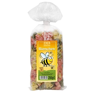 Abbildung von Bull &amp; Bear bunte Bienen Nudeln, 250g, Motivnudeln aus Hartweizengrieß, handgefertigt in deutscher Manufaktur, Pasta Geschenk