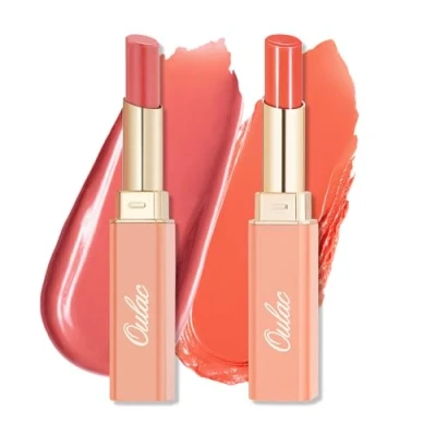 Abbildung von Oulac 2 in1 Lippenstift und Lip Balm, Saftiger Glänzender lippenpflege Lippenstift,Geschmeidige Hydratisierte Lippen, Glänzendes Finish für trockene, rissige, spröde Vegan