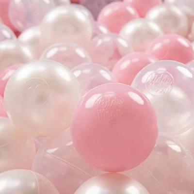 Abbildung von KiddyMoon 300 ∅ 7Cm Kinder Bälle Spielbälle Für Bällebad Baby Plastikbälle Made In EU, Puderrosa/Perle/Transparent
