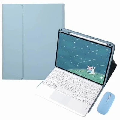 Abbildung von GUPENAA Tastatur Hülle für iPad Pro 13 Zoll (M4) 2024 mit Touchpad, Integrierter Bleistifthalter, Magnetische Abnehmbare Kabellose Bluetooth Maus,Blue 1