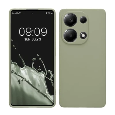 Abbildung von kwmobile Handyhülle kompatibel mit Xiaomi Redmi Note 13 Pro 4G Hülle Handy Case aus weichem Silikon in Graugrün