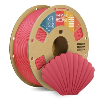 Abbildung von OVERTURE Matte PLA Filament Aufgerüstet 1.75 mm, 1kg (2,2 lbs) Spule, Maßgenauigkeit +/ 0.02mm für 3D Drucker (Rot)