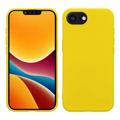 Abbildung von kwmobile Hülle kompatibel mit Apple iPhone 16e gummierte TPU Silikon Handyhülle Schutzhülle für kabelloses Laden Case in Strahlend Gelb