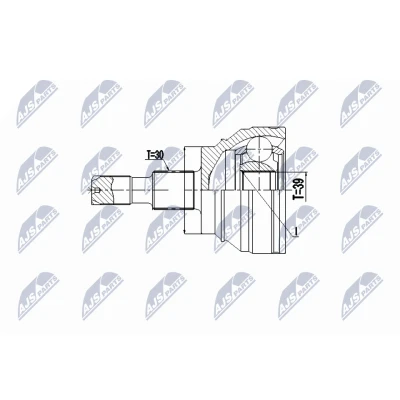 Abbildung von NTY NPZ ME 024 Gelenksatz Vorderachse rechts, links MERCEDES BENZ: ML Klasse