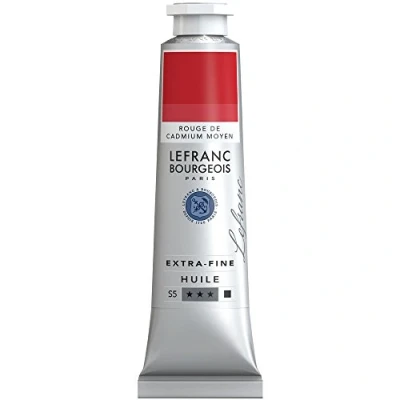 Abbildung von Lefranc Bourgeois 405057 extra feine Ölfarbe in Künstlerqualität aus hochwertigen Pigmenten, lebendige Farben, hohe Lichtechtheit, 40ml Tube Kadmiumrot Mittel