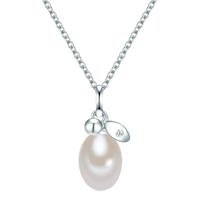 Abbildung von Valero Pearls Damen Kette mit Anhänger Sterling Silber Süßwasser Zuchtperle und Zirkonia weiß Perlenkette Perlenanhänger