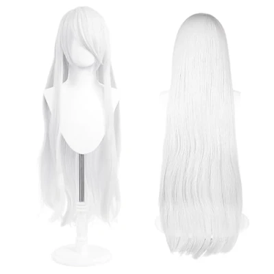 Abbildung von 100cm lange Perücke, universelle Anime Kostüm Cosplay perfekt für Party, täglichen Gebrauch, Festivals und Halloween, ideal TV, Film, Charakter (Silberweiß)