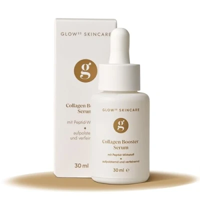 Abbildung von Glow25® Collagen Booster Serum [30ml] Flüssigkeit mit Peptid Wirkstoff und Hyaluron Pflanzliches Kollagen 100% Vegan