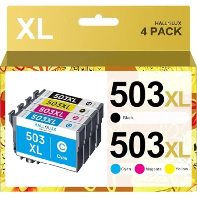 Abbildung von HALLOLUX 503XL Multipack Kompatibel für Epson 503 XL Druckerpatronen XP 5200 Patronen 5205 Workforce WF 2960DWF 2965DWF 2960（4er Pack,Schwarz, Cyan, Magenta, Gelb