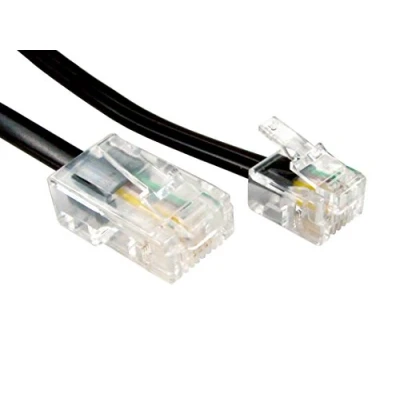 Abbildung von RJ11 Männlich Stecker Zum 4 Draht RJ45 Flach Kabel Anschlusskabel 10 m Schwarz [10 Meter/10m]