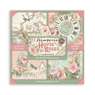 Abbildung von Stamperia Scrapbook Paper Pad for Scrapbooking, Albums, Card Making, Bullet Journalling and More, Acid Free, Single Face, Perfect Hobbies, Crafts, Gifting (House of Roses) (30.5 x 30.5cm)