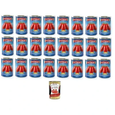 Abbildung von Vitale Pomodori pelati Geschälte Tomaten 24x 400gr + Italian Gourmet Polpa 400g