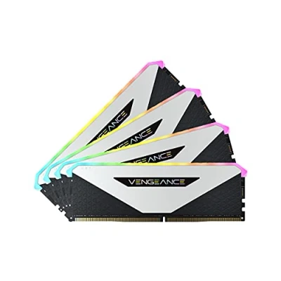Abbildung von Corsair Vengeance RGB RT 32 GB (4 x 8 GB) DDR4 3.600MHz C18 Arbeitsspeicher (Dynamische Beleuchtung, Optimiert für AMD 300/400/500 Series, Kompatibilität mit Intel Series) Weiß