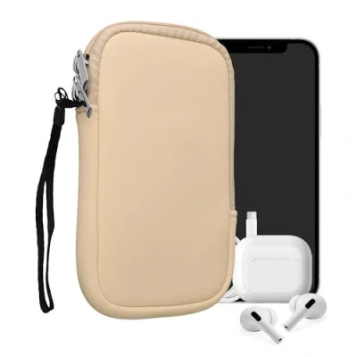 Abbildung von kwmobile Handytasche für Smartphones M 5,5&quot; Neopren Handy Hülle Creme Tasche 15,2 x 8,3 cm Innenmaße