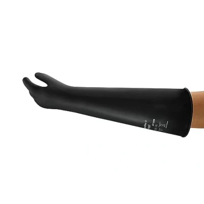 Abbildung von Ansell AlphaTec 87 108 Chemikalienschutz Handschuhe aus Latex, Wiederverwendbare Chemie für Industrie, Lebensmittel Geeignet, Gummi Arbeitshandschuhe, Schwarz, Größe S (1 Paar)