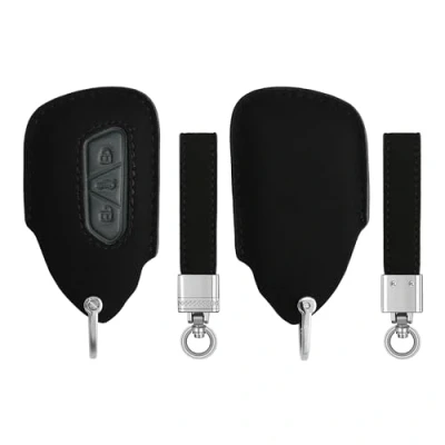 Abbildung von kwmobile Autoschlüssel Kunstleder Hülle kompatibel mit VW Golf 8 3 Tasten Schlüsselhülle Schlüssel Case Cover in Schwarz Grau