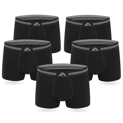 Abbildung von FM London 5PACK Bamboo Super SOFT Boxer Shorts Panties, Herren, Größe: Small, Black