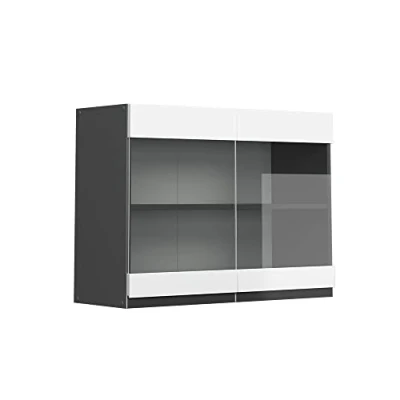 Abbildung von Vicco Glashängeschrank R Line, Weiß/Anthrazit, 80 cm J Shape