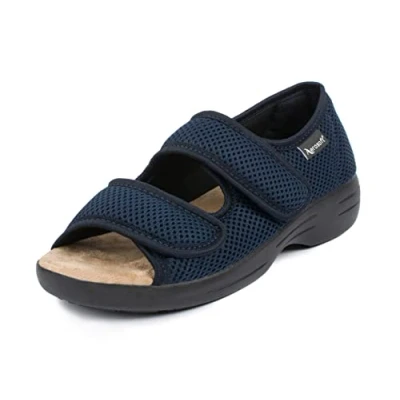 Abbildung von Aerosoft Reha Sandale Stretch 06 Damen Klettverschluss Weite G H rutschhemmend (blau, numeric_36)