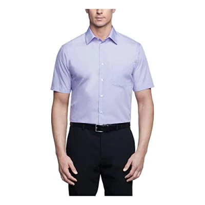 Abbildung von Van Heusen Herren Short Sleeve Dress Shirt Regular Fit Poplin Solid Klassisches Hemd, Lavendel, 41 cm Hals