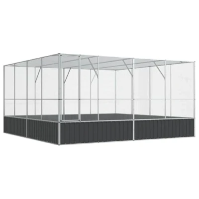 Abbildung von vidaXL Voliere, Voliere Silbern 418x414x212 cm Stahl