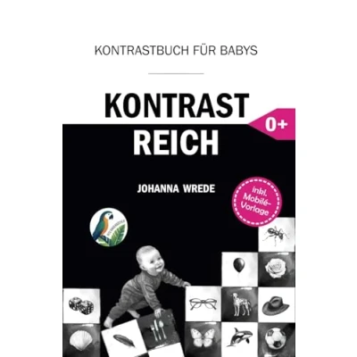 Abbildung von KontrastReich Kontrastbuch für Babys, Förderung der visuellen und kognitiven Entwicklung Neugeborener, ab 0 Monate, Bastelanleitung ein Mobilé