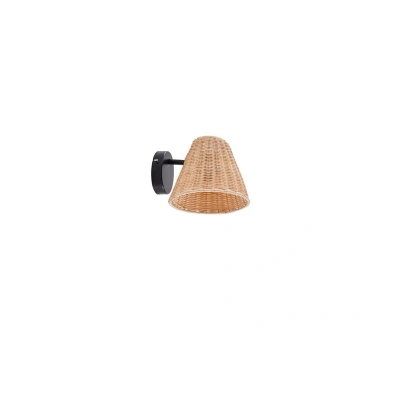 Abbildung von Lindby Wandleuchte Zyralia, holzfarben, Rattan, 19,5 cm hoch