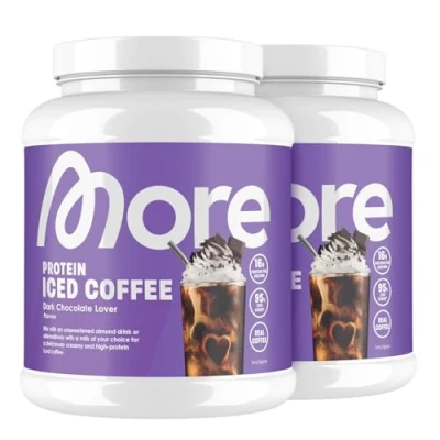 Abbildung von MORE Protein Iced Coffee, 2 x 500g, Dark Chocolate Lover, Eiskaffee mit wertvollen Proteinen, wenig Zucker und Fett made in Germany