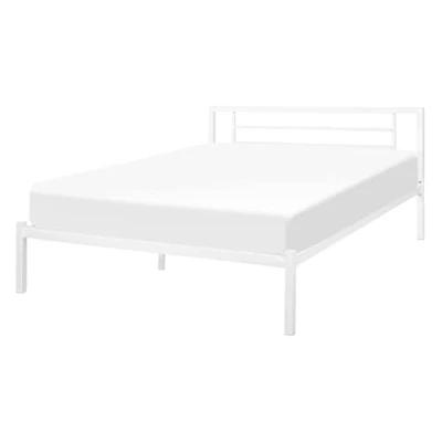 Abbildung von Modernes Metallbett weiß elegantes Kopfteil Lattenrost 140x200 cm Cusset