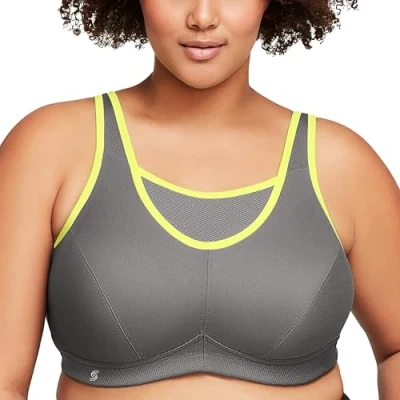 Abbildung von Glamorise Damen 1066 Sports Bra, Grau/Gelb, 95D EU