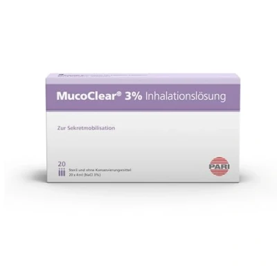 Abbildung von PARI MucoClear 3% NaCl Inhalationslösung Hypertone Kochsalzlösung zum Inhalieren 20 Ampullen je 4 ml