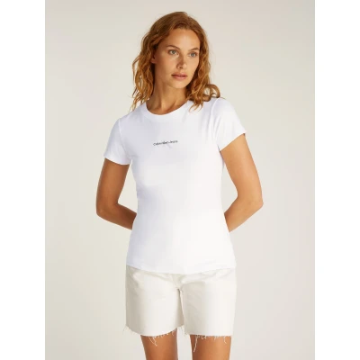 Abbildung von Calvin Klein Jeans Gradient Monologo SLIM TEE Tshirt basic, Damen, Größe: Small, Brilliant white