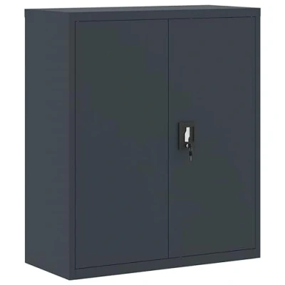 Abbildung von vidaXL Aktenschrank, Büroschrank mit 2 Einlegeböden, Abschließbar Metallschrank Schrank Türen, Aufbewahrungsschrank Büromöbel, Anthrazit Stahl
